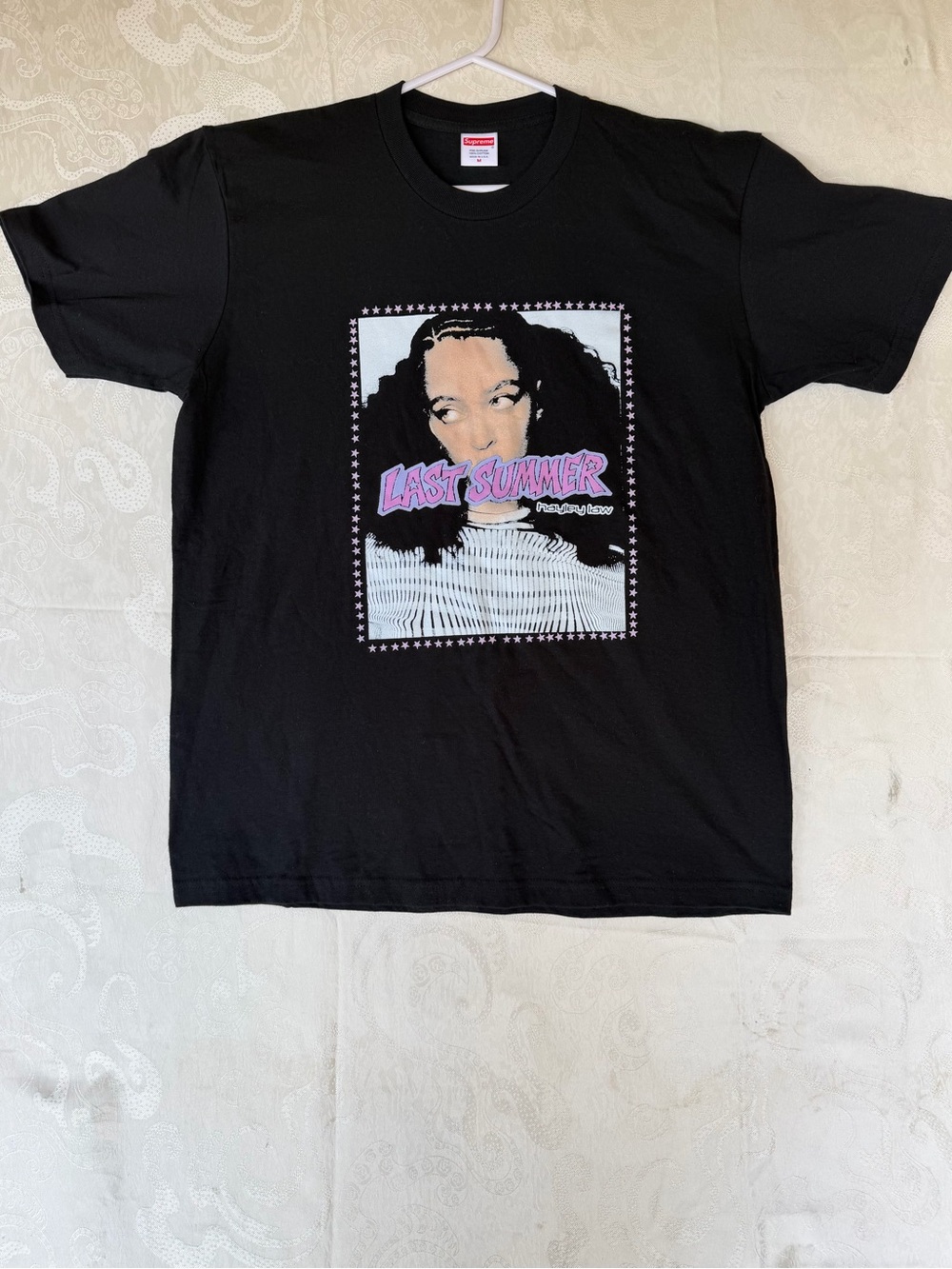 Supreme Black 'Last Summer' Graphic Tee with Pink Accent